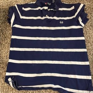 CHAPS navy blue and white polo. Size Medium